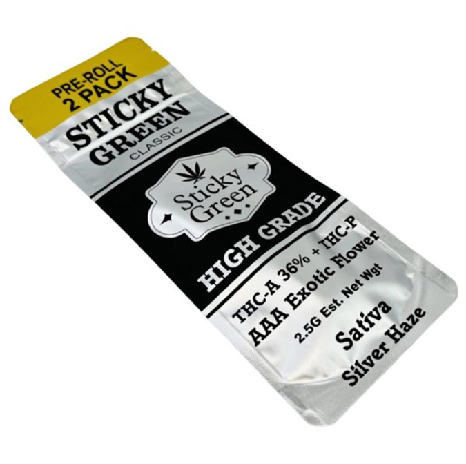 Picture of Sticky Green Prerolls high grade 2.5 grams-Silver Haze  