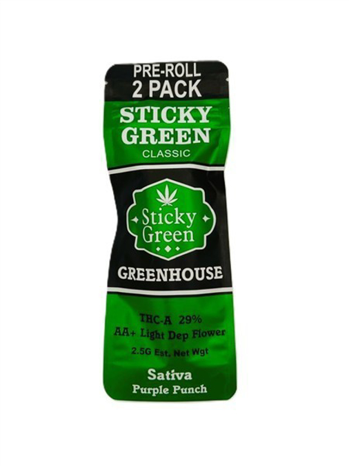Picture of STICKY GREEN GREENHOUSE PREROLL 2.5GM 2CT - SATIVA