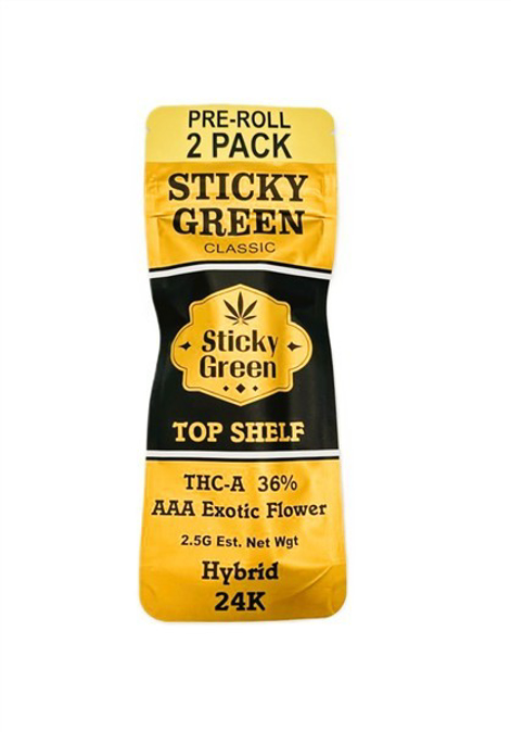 Picture of STICKY GREEN TOP SHELF PREROLLS 2.5GM 2CT - HYBRID