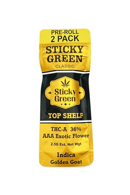Picture of Sticky Green Prerolls Gold  THCA 2.5 grams-Golden Goat