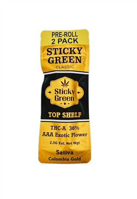 Picture of Sticky Green Prerolls Gold  THCA 2.5 grams-Colombian Gold 