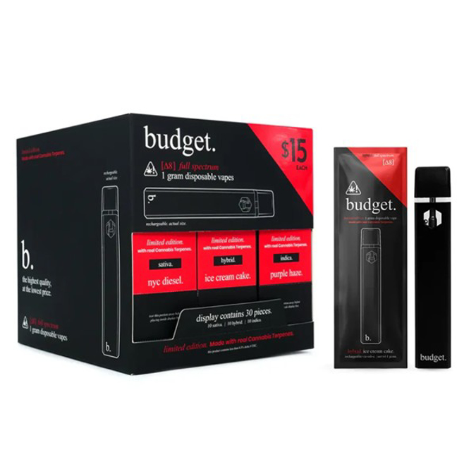Picture of BUDGET D8 DISPOSABLE 1GM 30CT - RED FULL SPECTRUM