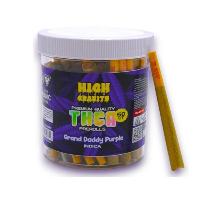 Picture of HIGH GRAVITY THCA PREMIUM PREROLL 50CT - GRAND DADDY PURPLE