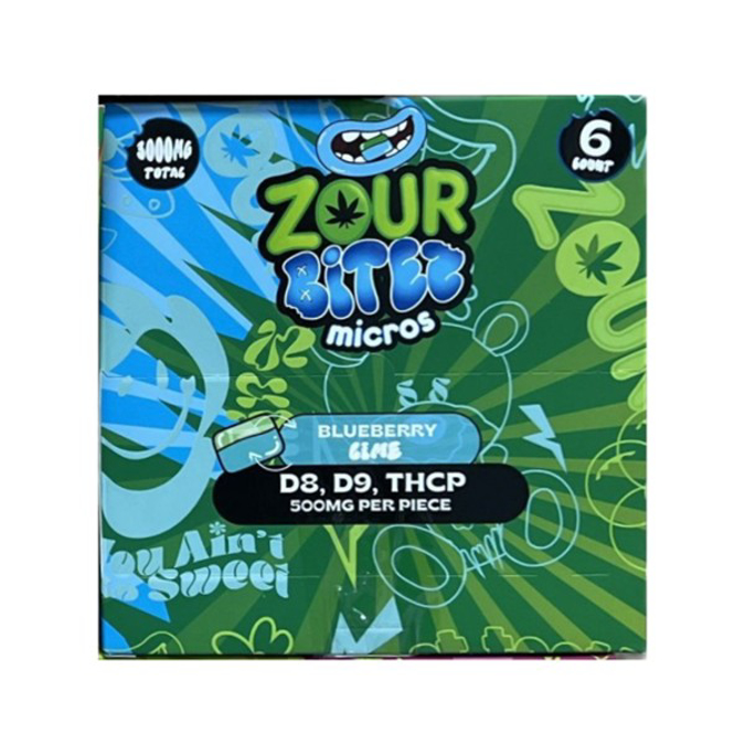 Picture of ZOUR BITEZ GUMMIES 500MG 6CT BAG 30BAG BOX - BLUEBERRY LIME