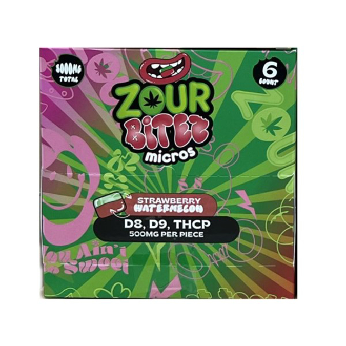 Picture of ZOUR BITEZ GUMMIES 500MG 6CT BAG 30BAG BOX - STRAWBERRY WATERMELON