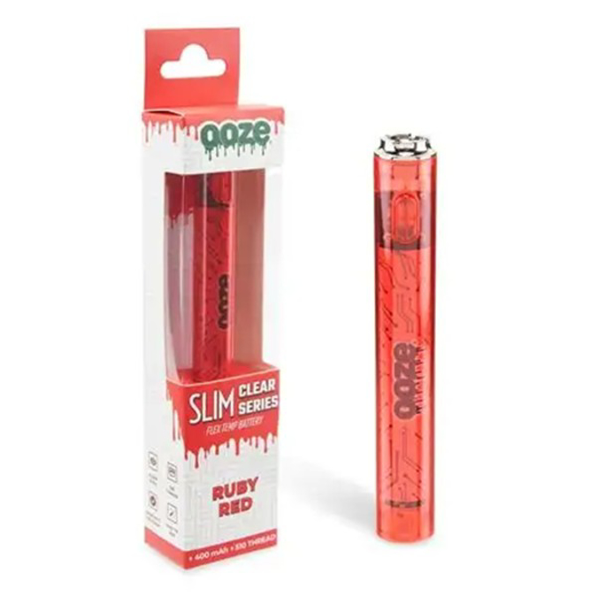 Picture of Ooze Slim Clear Series Vape Battery - Ruby Red