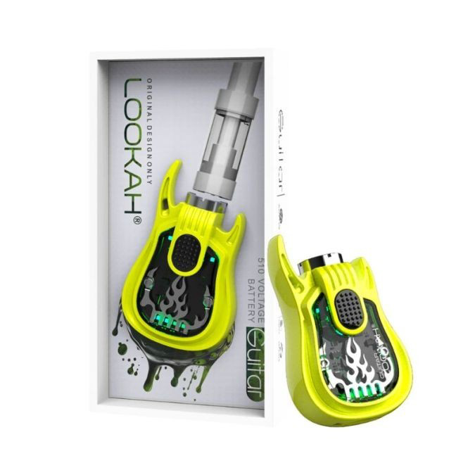 Picture of Lookah Guitar 350mAh VV 510 Cartridge Preheat Vape Battery-Neon Green  