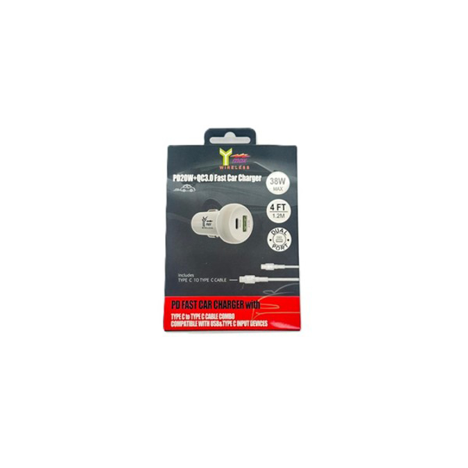 Picture of Y MAX PD FAST CAR CHARGER - TYPE C TO TYPE C CABLE COMBO