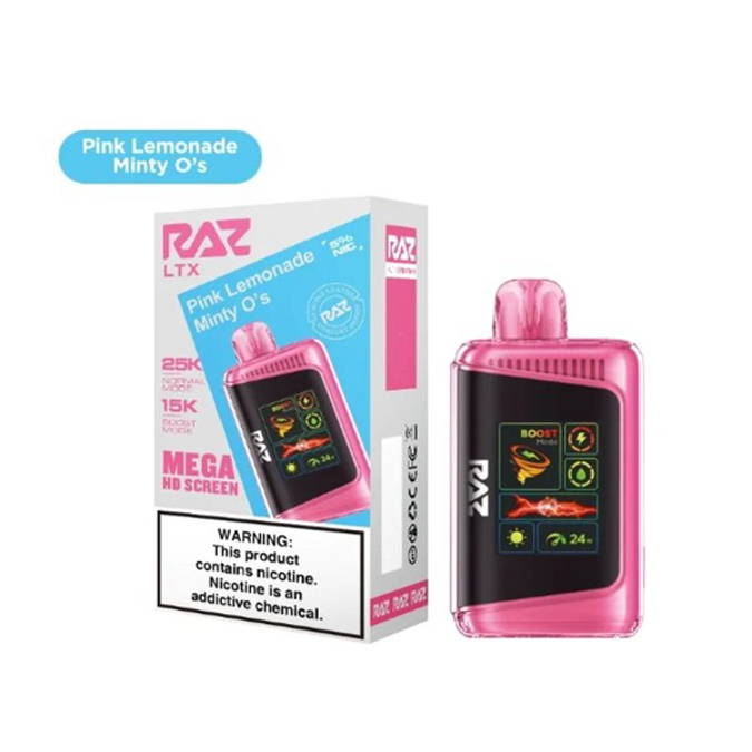 Picture of Raz ltx Disposable 25,000puffs 5ct/bx - Pink Lemonade Mint o's