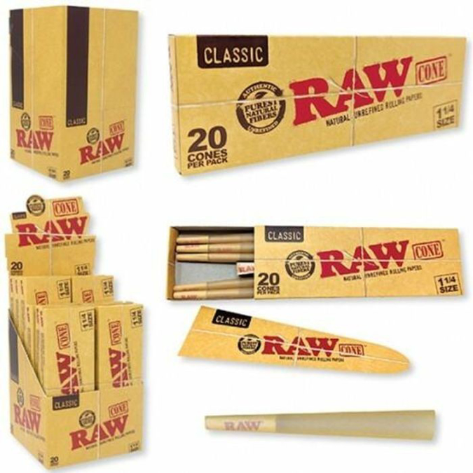 Picture of RAW Classic 1 1 4 Pre Rolled Cones 20pk 12ct bx