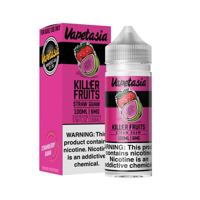 Picture of VAPETASIA KILLER FRUITS E-JUICE 100ML 6MG - ICED STRAW GUAW