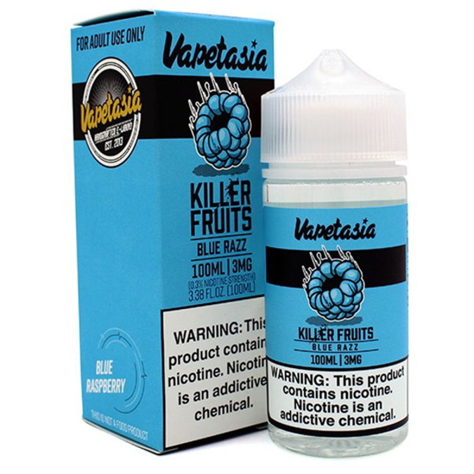 Picture of VAPETASIA KILLER FRUITS E-JUICE 100ML 6MG - ICED BLUE RAZZ