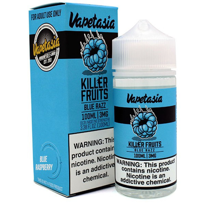 Picture of VAPETASIA KILLER FRUITS E-JUICE 100ML 3MG - ICED BLUE RAZZ
