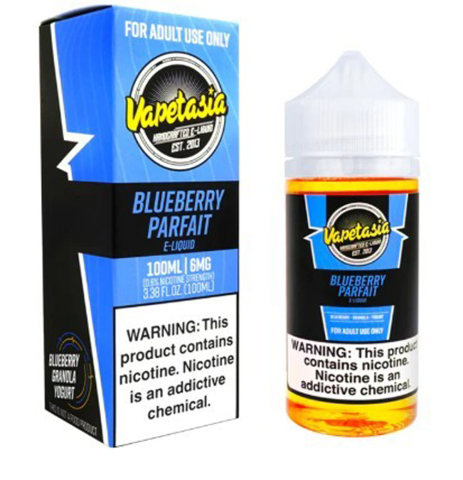 Picture of VAPETASIA E-JUICE 100ML 6MG - BLUEBERRY PARFIT