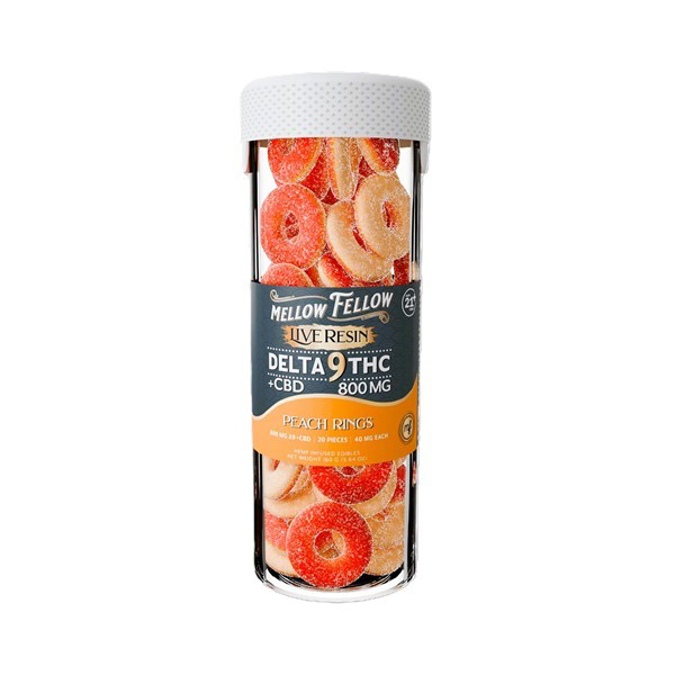 Picture of MELLOW FELLOW GUMMIES LIVE RESIN D9 800MG - PEACH RINGS