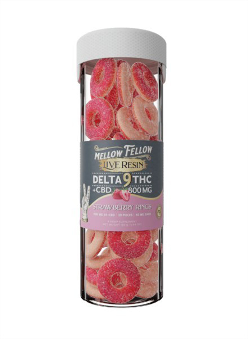 Picture of MELLOW FELLOW GUMMIES LIVE RESIN D9 800MG - STRAWBERRY RINGS