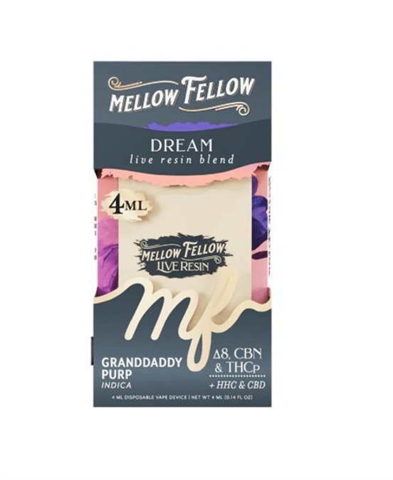 Picture of MELLOW FELLOW 4ML LIVE RESIN DISPOSABLE - GRANDDADDY PURP