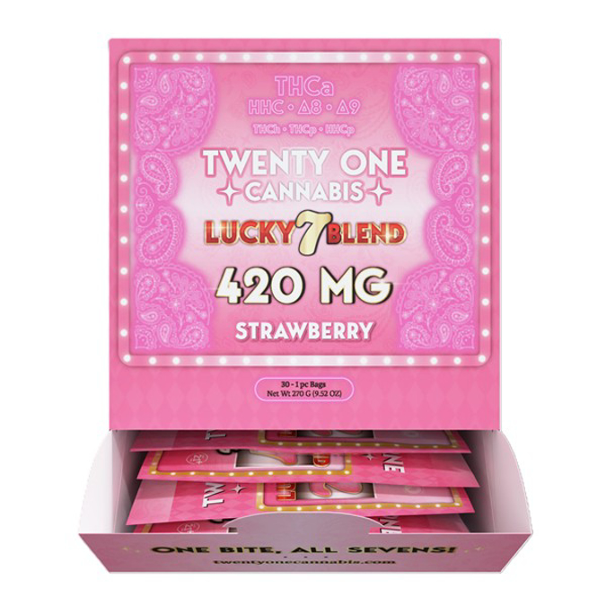 Picture of TWENTY ONE CANNABIS LUCKY 7 BLEND 420MG GUMMIES STRAWBERRY