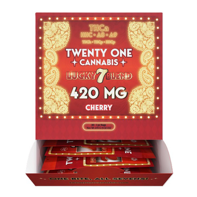 Picture of TWENTY ONE CANNABIS LUCKY 7 BLEND 420MG GUMMIES CHERRY
