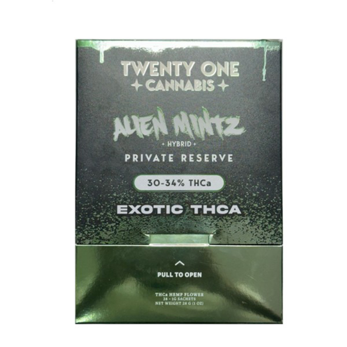 Picture of TWENTY ONE CANNABIS THCA FLOWER 1G 28CT ALIEN MINTZ