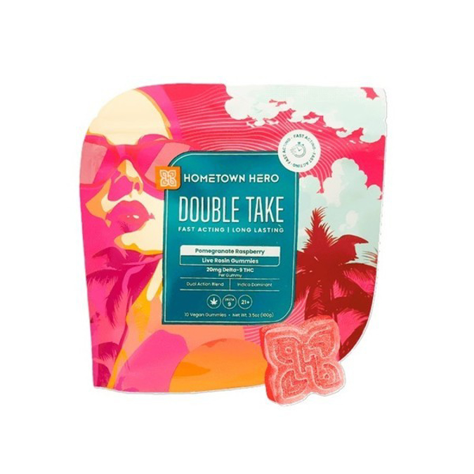 Picture of HOMETOWN GUMMIES DOUBLE TAKE 20MG 10CT - POMEGRANATE RASPBERRY