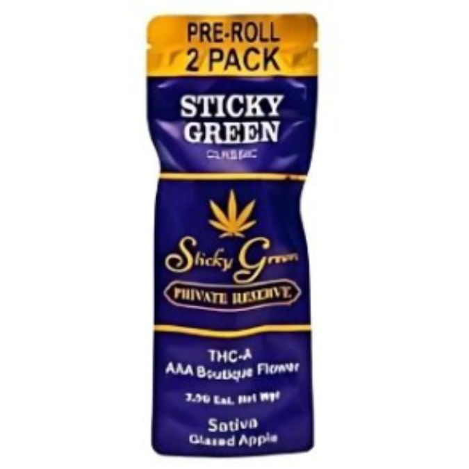 Picture of STICKY GREEN PRIVATE RESERVE AAA PREROLLS 2.5GM 2CT - SATIVA