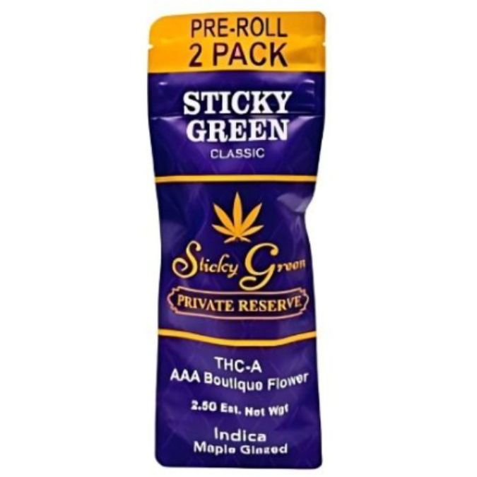 Picture of STICKY GREEN PRIVATE RESERVE AAA PREROLLS 2.5GM 2CT - INDICA