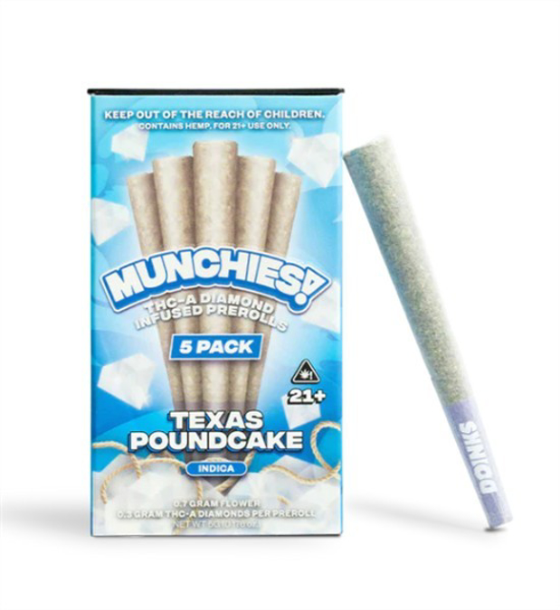 Picture of Munchies Pre Rolls 5PK Infused Diamonds THCA-Texas Pound Cake