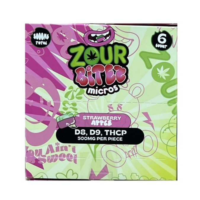 Picture of ZOUR BITEZ GUMMIES 500MG 6CT BAG 30BAG BOX - STRAWBERRY APPLE