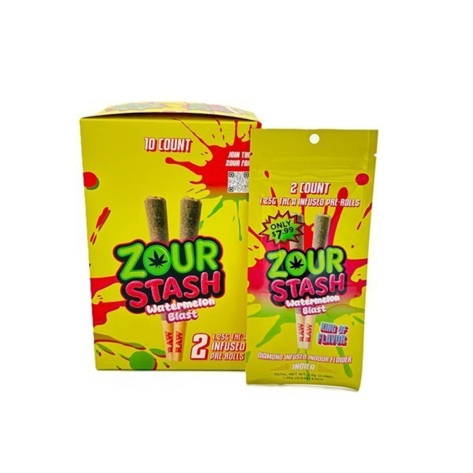 Picture of ZOUR STASH PREROLLS 1.5GM 2CT - WATERMELON BLAST