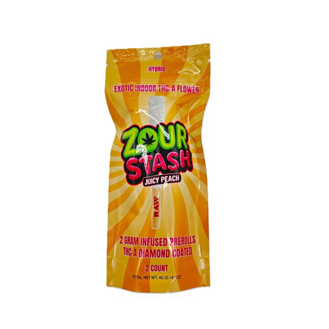 Picture of ZOUR STASH PREROLLS IN TUBE 2GM 2CT - JUICY PEACH
