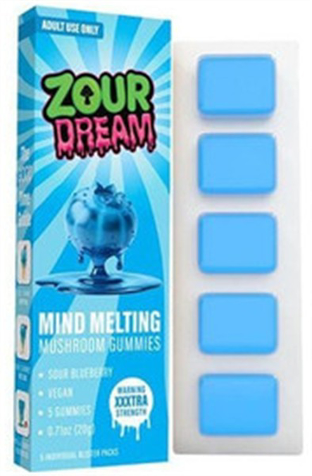 Picture of ZOUR DREAM MUSHROOM GUMMIES  20GM 5CT - SOUR BLUEBERRY