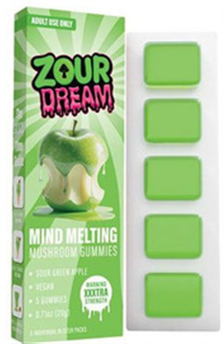 Picture of ZOUR DREAM MUSHROOM GUMMIES  20GM 5CT - SOUR GREEN APPLE