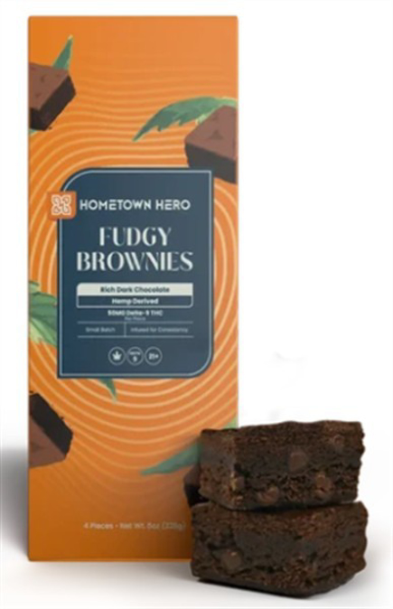 Picture of HOMETOWN HERO FUDGY BROWNIES 50MG 4CT - CHOCOLATE