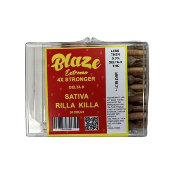 Picture of BLAZE EXTREME PREROLLS D8 30CT/BX IN TUBE - RILLA KILLA