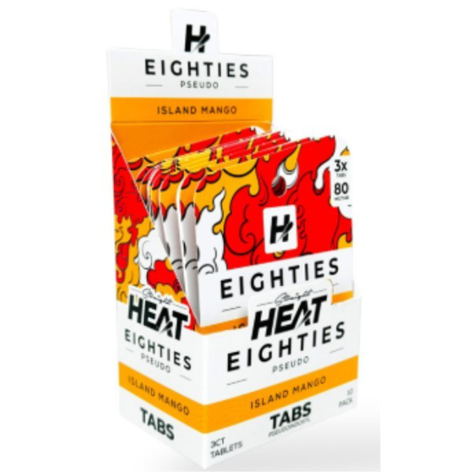 Picture of HYDROX - HEAT EIGHTIES PSEUDO TAB 80MG 1CT/PACK 25PACK/BOX - ISLAND MANGO