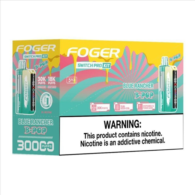 Picture of Foger Disposable kit Switch Pro 30 000 Puffs 5ct/bx - BLUE RANCHER B-POP