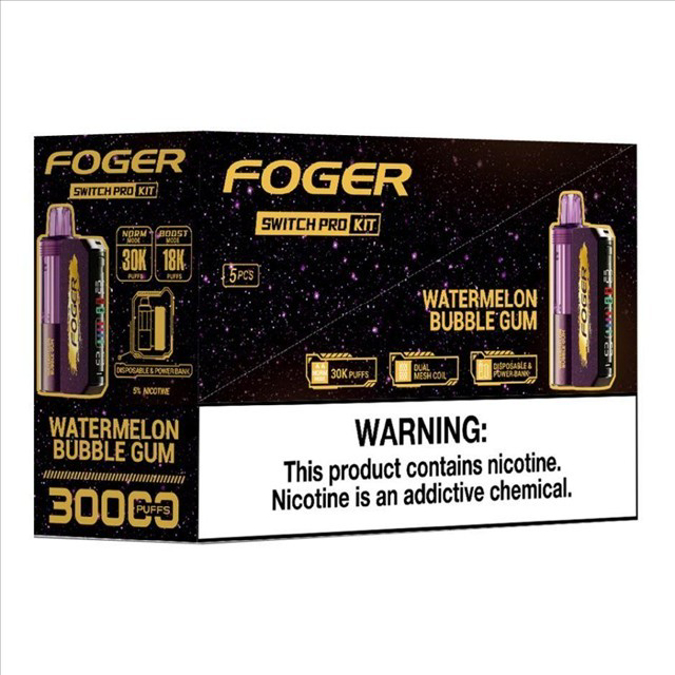 Picture of Foger Disposable kit Switch Pro 30,000 Puffs 5ct/bx - WATERMELON BUBBLE GUM