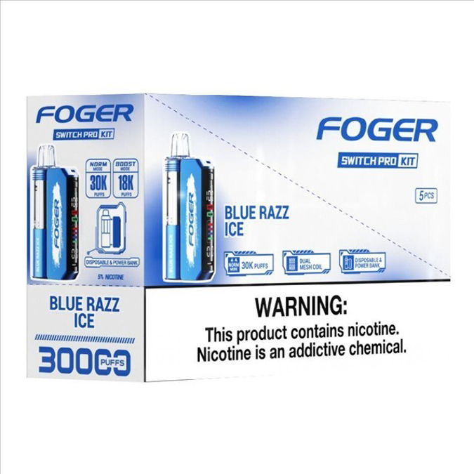 Picture of Foger Disposable kit Switch Pro 30,000 Puffs 5ct/bx - Blue Razz Ice