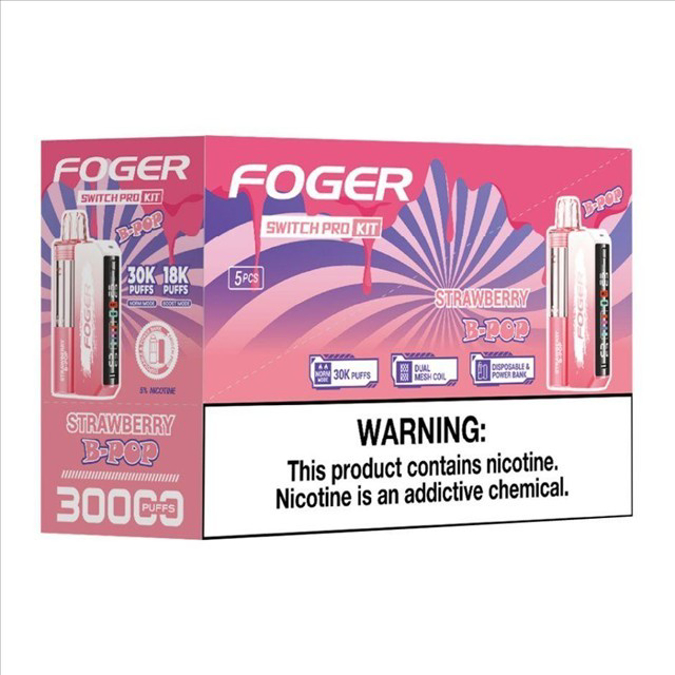 Picture of Foger Disposable kit Switch Pro 30 000 Puffs 5ct/bx - STRAWBERRY B-POP