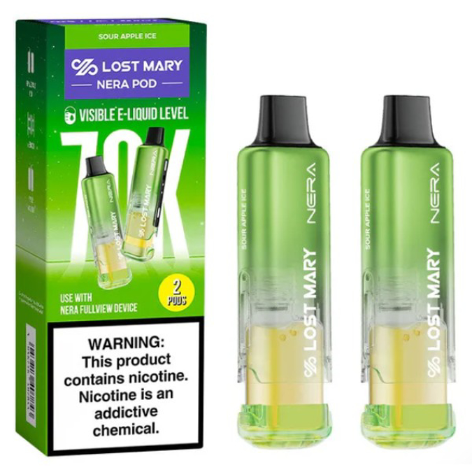 Picture of LOST MARY NERA 2PODS 70K PUFF 5CT/BOX - SOUR APPLE ICE