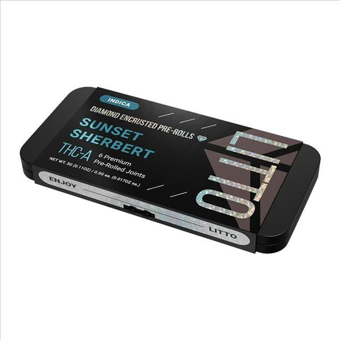 Picture of LITTO THCA DIAMOND PRE ROLLS 5PK/BX - SUNSET SHERBERT