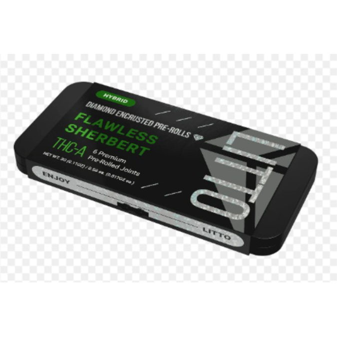 Picture of LITTO THCA DIAMOND PRE ROLLS 5PK/BX - FLAWLESS SHERBERT