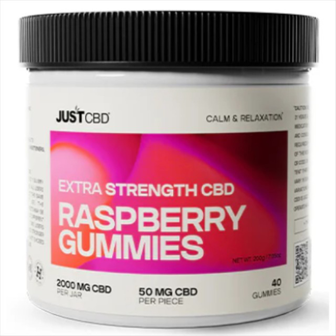 Picture of JUST CBD GUMMIES 2000MG 40CT/JAR -  EXTRA STRENGTH RASPBERRY