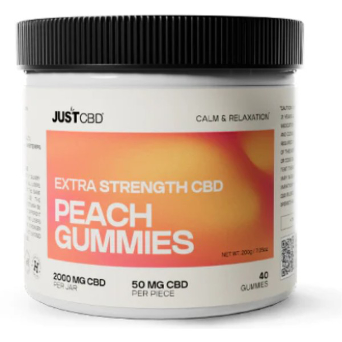 Picture of JUST CBD GUMMIES 2000MG 40CT/JAR -  EXTRA STRENGTH PEACH