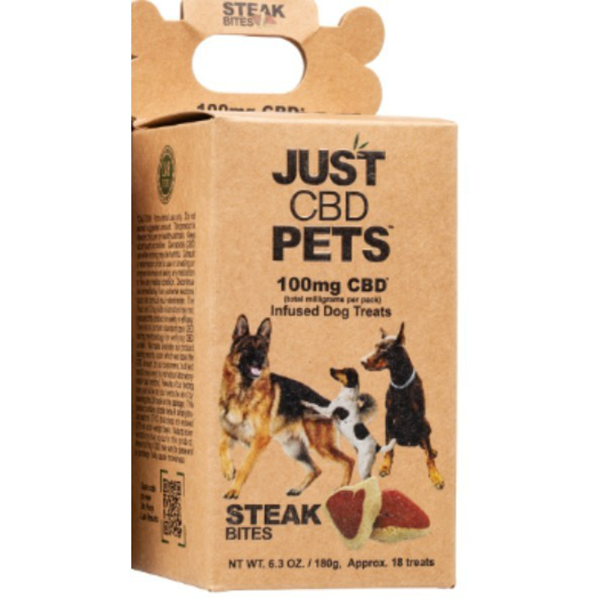 Picture of JUST CBD DOG TREATS 100MG 18CT/BOX - STEAK BITES