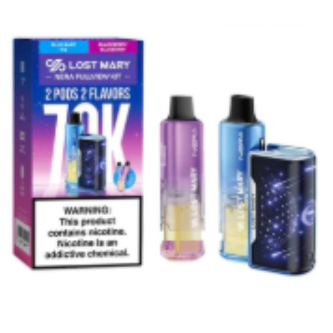 Picture of LOST MARY NERA DISPOSABLE KIT 2PODS 70K PUFF 5CT/BOX - BLACKBERRY BLUEBERRY/BLUE RAZZ ICE