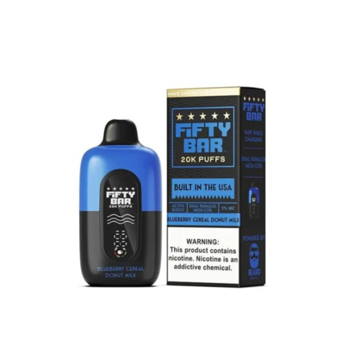 Picture of FIFTY BAR DISPOSABLE 20KPUFFS 5CT/BX - BLUEBERRY CEREAL DONUT MILK