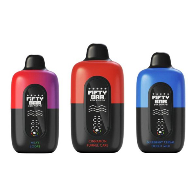 Picture of FIFTY BAR DISPOSABLE 20KPUFFS 5CT/BX - CINNAMON FUNNEL CAKE