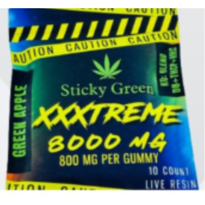 Picture of STICKY GREEN XXXTREME GUMMY 800MG 10CT - GREEN APPLE